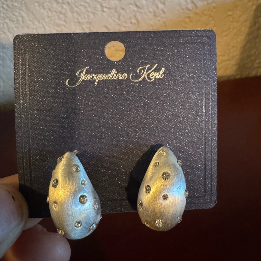 Jacqueline Kent Silver Earrings with Crystal Accents